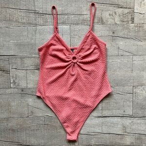 Wild Fable Textured Sleeveless Cut Out Cinched Circle Retro Y2K 70s Body Suit M